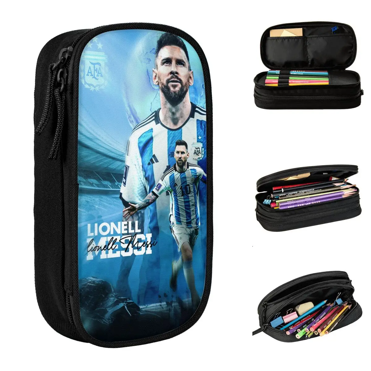 Football Messi Pencil Cases Argentina Soccer Pen Bag Kids Big Capacity Students School Cosmetic Pencil Pouch cosmetic bag,pencil case