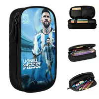 Football Messi Pencil Cases Argentina Soccer Pen Bag Kids Big Capacity Students School Cosmetic Pencil Pouch 1