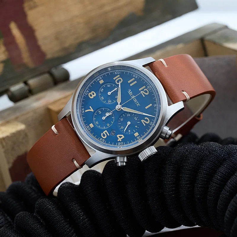 Milifortic 39mm Man Chronograph Watch VS75 Solar-Powered Quartz
