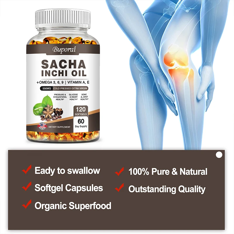 Sacha Inchi Oil Rich Source of Omega 3 6 and 9 Essential Fatty Acids for Brain & Heart Health
