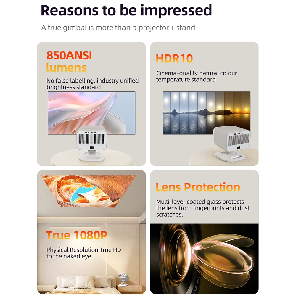 Portable Projector Lenovo Xiaoxin 100P 850 ANSI Auto Focus Wifi6 Smart Home Theater 360 PTZ Support 4K HD