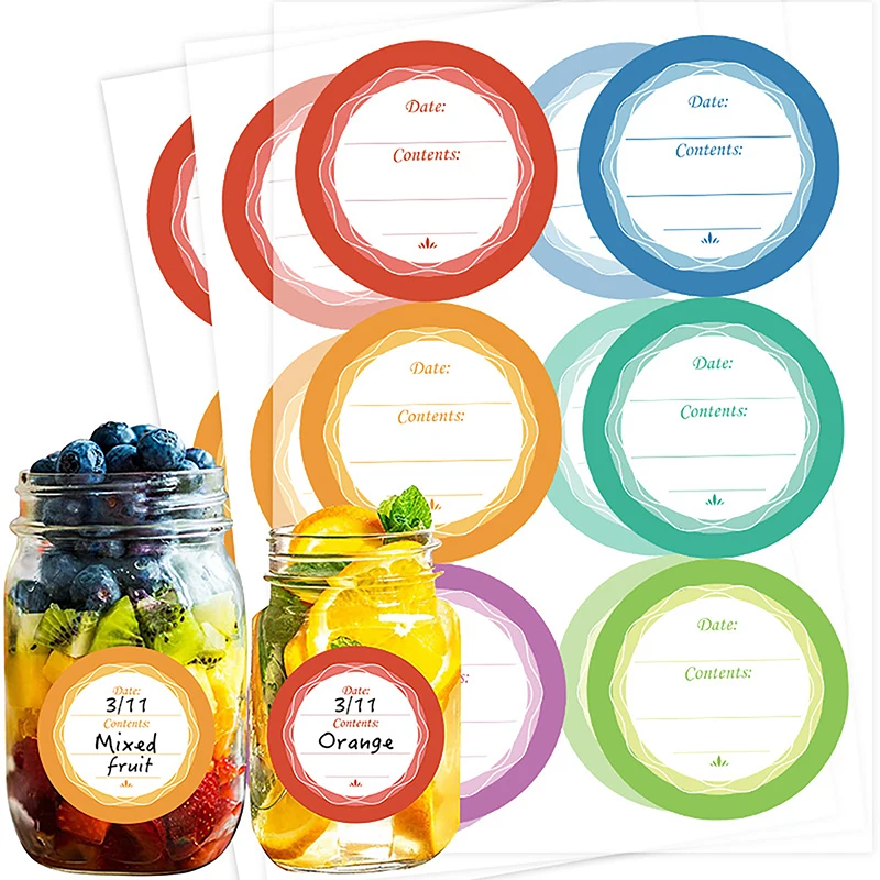 Spice Label Stickers Round Can Labels Stickers For Cans Jar Lids Colorful Self-Adhesive Waterproof Removable Date Label