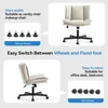 Criss Cross Chair with Wheels, Armless Cross Legged Office Chair, Comfy PU-Leather Desk Chair, Modern Swivel Height Adjus 4