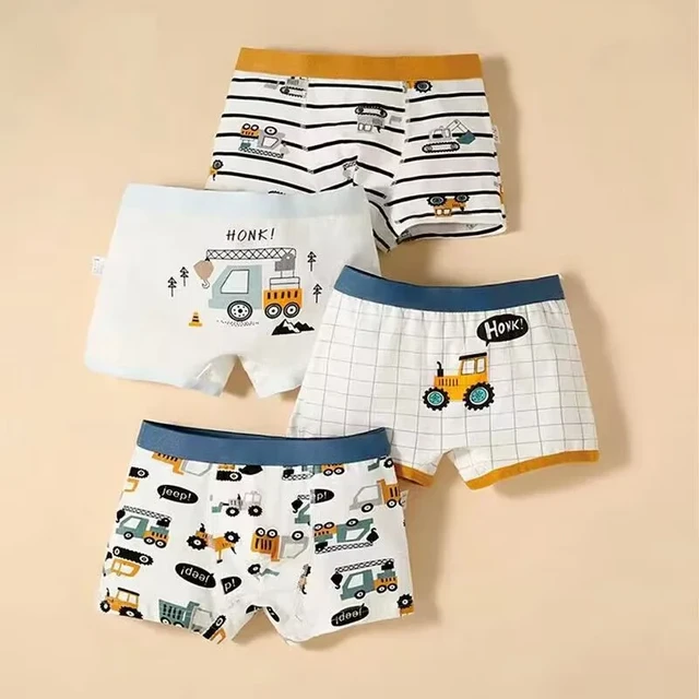 4Pcs/Lot Boy Cotton Underwear Boxer Kids Children Panties 2-12years -  AliExpress