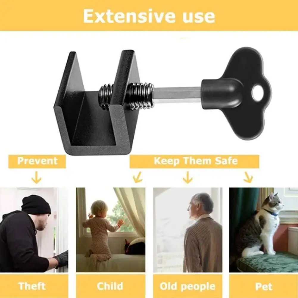 Description Picture 5 of itemSliding Sash Stopper Cabinet Locks Adjustable Sliding Window Lock Anti-theft Door Stop Aluminum Alloy Door Frame Security Lock