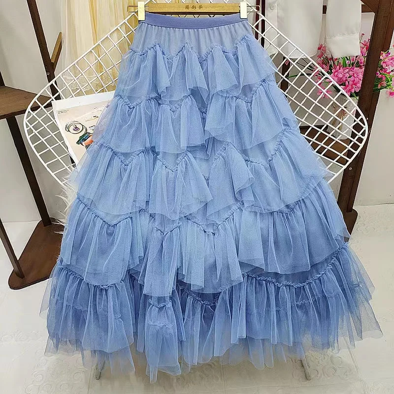 Fashion Tutu Tulle Skirt Women Long Skirt 2023 Spring Summer Korean ...