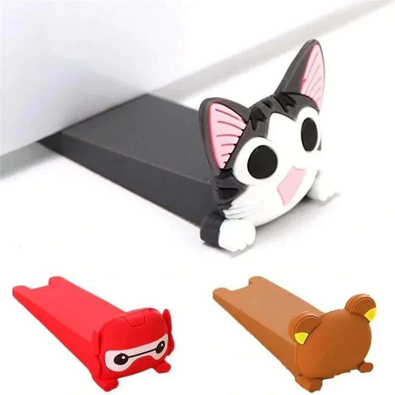 Door Stopper Cartoon Silicone Wedge Door Catcher Block Home Office Children Security Card Bear Armor Cat Shape door stopper silicone door stopper door stopper bumpers