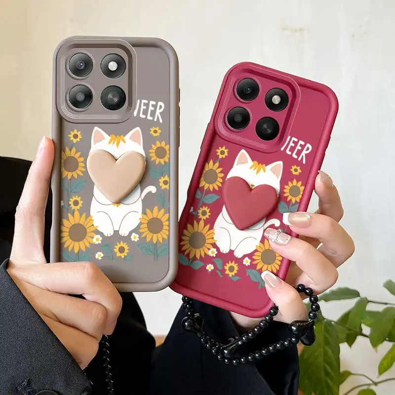 3-Piece Set: Happy Cat Phone Case with Lanyard and Craft Embellishments