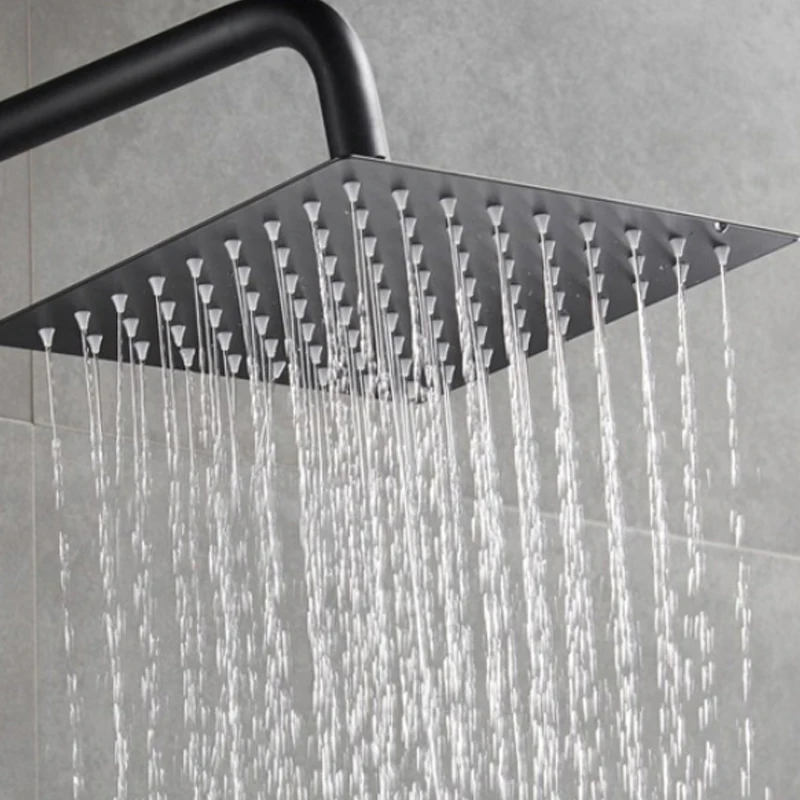 XAOZO Black Bathroom Shower Set Household Copper Shower Faucet Wall-mounted Bathtub Faucet Rain shower set