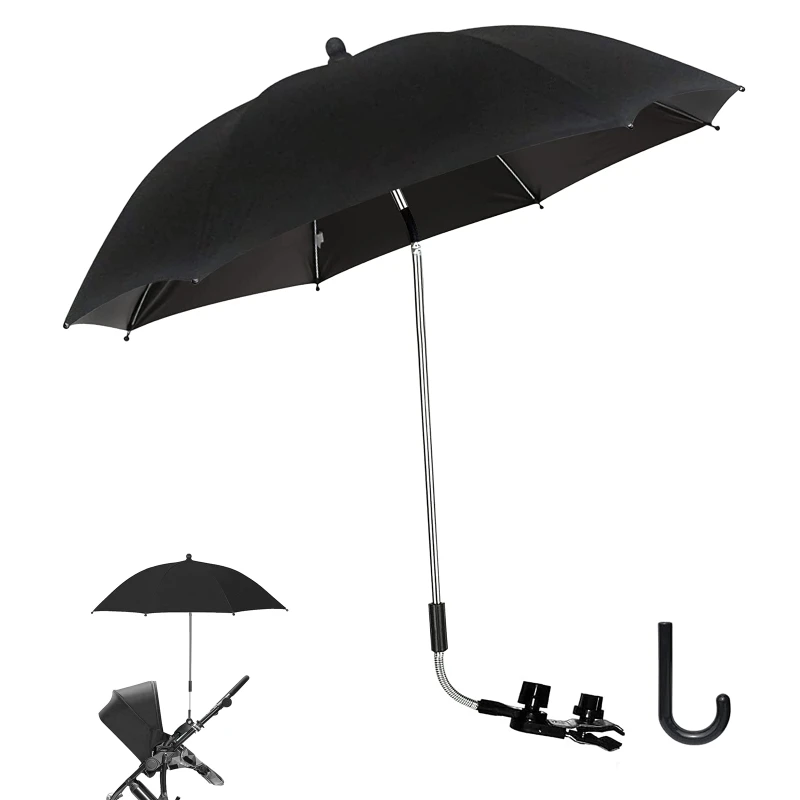 Baby Stroller Sun Protection UPF50+ UV Umbrella Pram Parasol Clip On Handle
