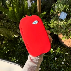 Kawaii 3D Apple Shape Flip Phone Case with Mirror - Silicone Shockproof Cover - iPhone 12 Pro Max (Red)
