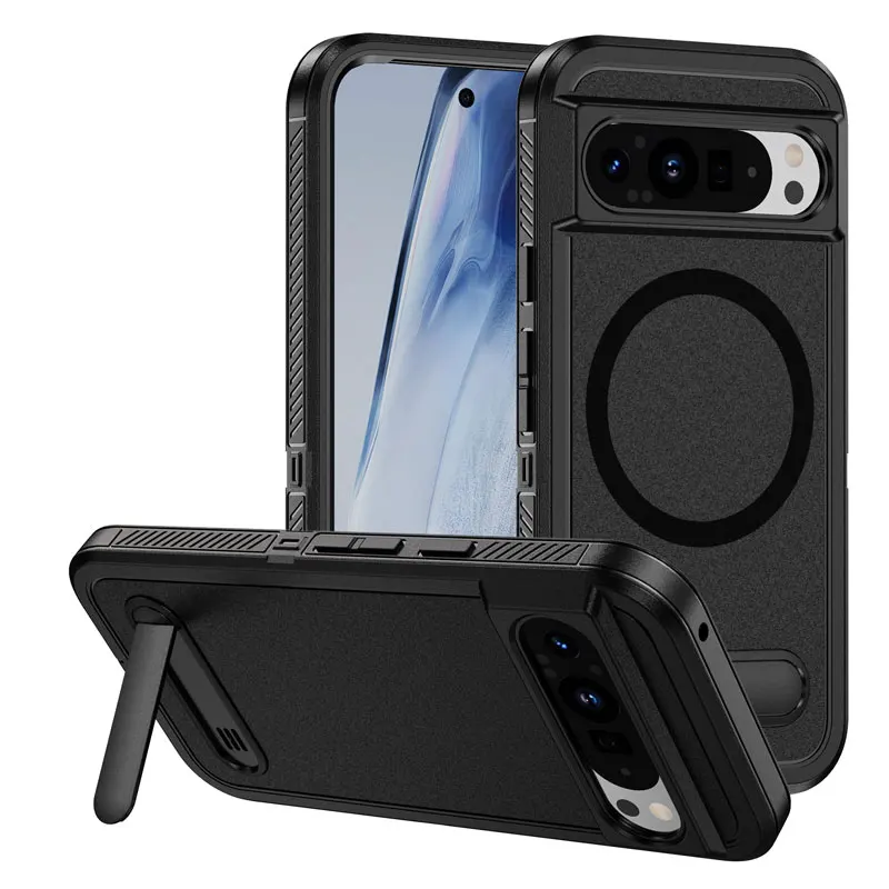 MagSafe Armor Shockproof Matte Phone Case with Magnetic Wireless Charging Stand Holder