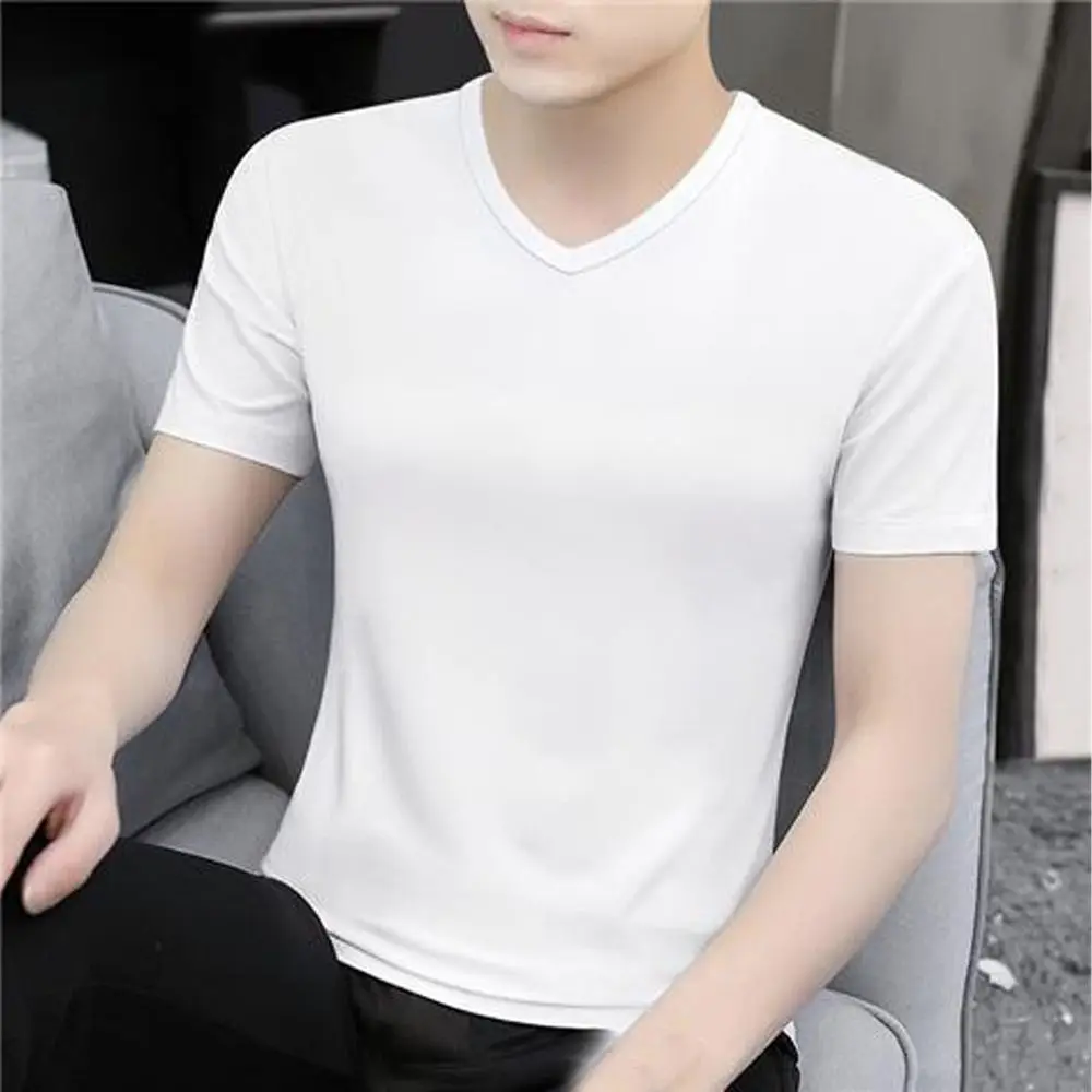 Description Picture 4 of itemFashion V-Neck T Shirts for Men Large Size Loose Short Sleeve T-shirt Simple Bottoming Shirt Basic T-shirt Male