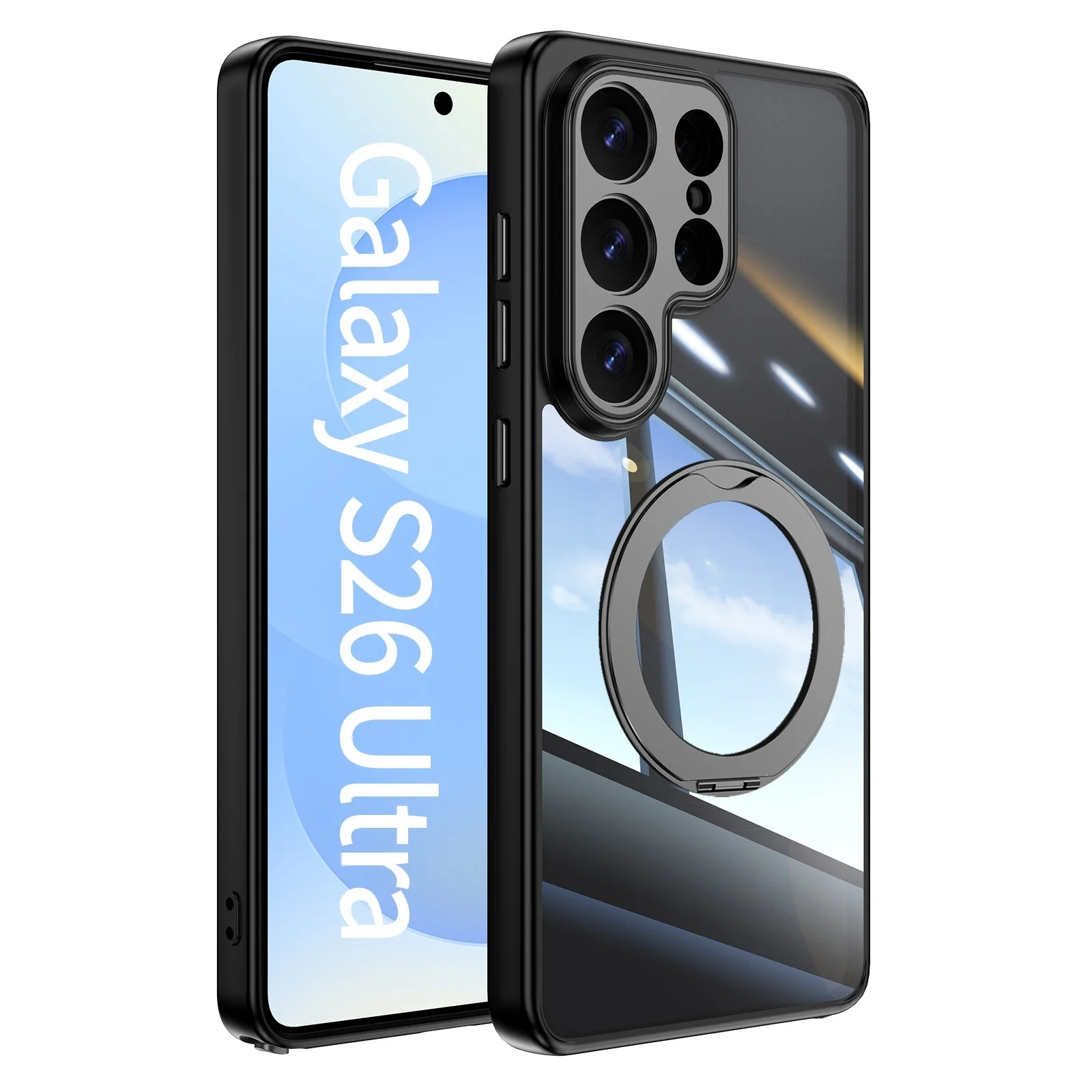360° Rotating Magnetic Bracket Shockproof Phone Case with Clear Mount