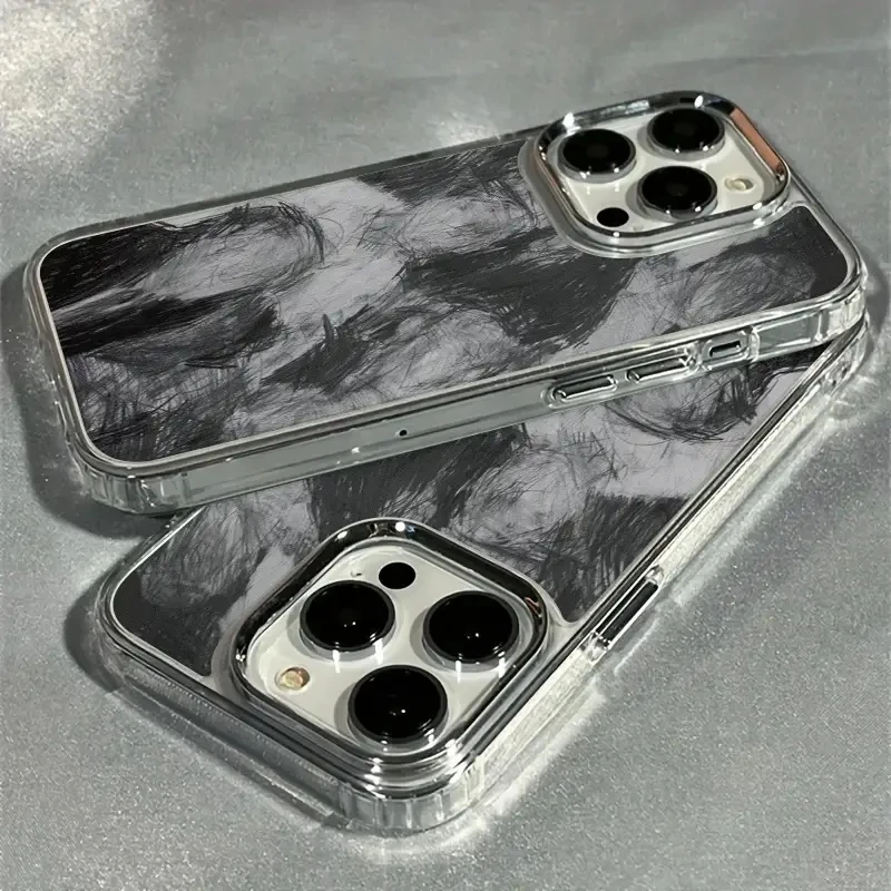 Abstract Human Silver Lens Frame Transparent Phone Case with Transparent Cover