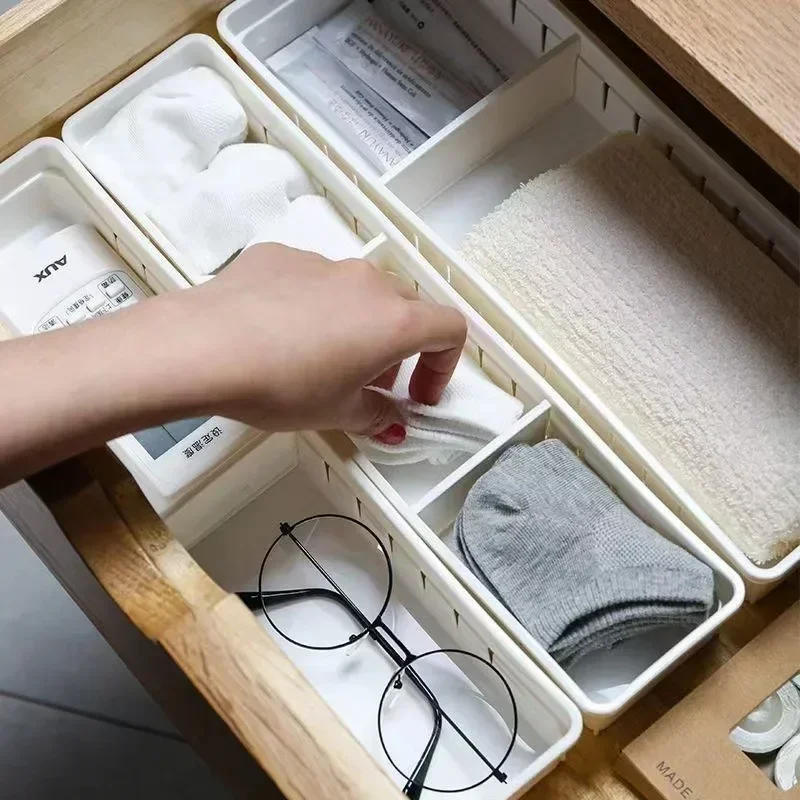Kitchen Drawer Organizer Cutlery Storage Box Cabinet Organizer with Built-in Divider Board Utensil Storage Box for Drawers 6