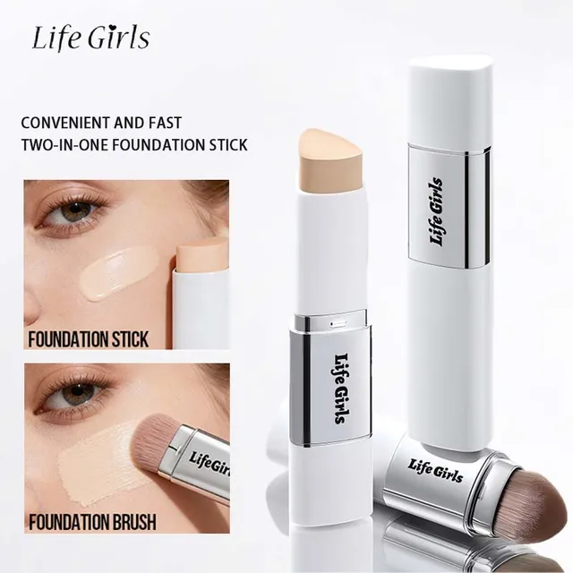 Life Girls – bâton de fond de teint à Double tête avec brosse, correcteur hydratant longue durée, facile à tacher, maquillage naturel mat nu 1