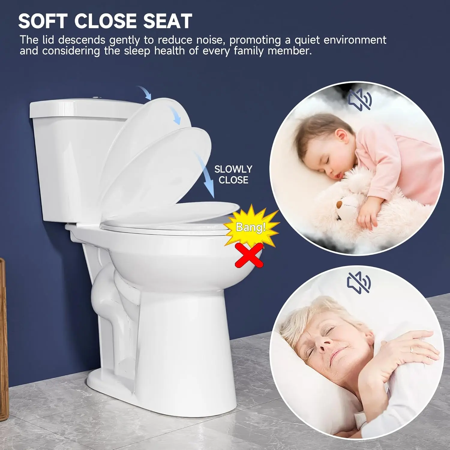 Extra Tall Toilet 21 Inch - High Toilet for Seniors, Round Toilet Dual Flush 1.1/1.6 GPF Comfort Bowl Height Toilet for Bathroom 5