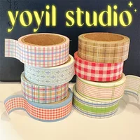 Korean Ins Retro Grid Decoration Adhesive Tape Planner Handbook DIY Scrapbooking Journal Collage Material Stickers 2