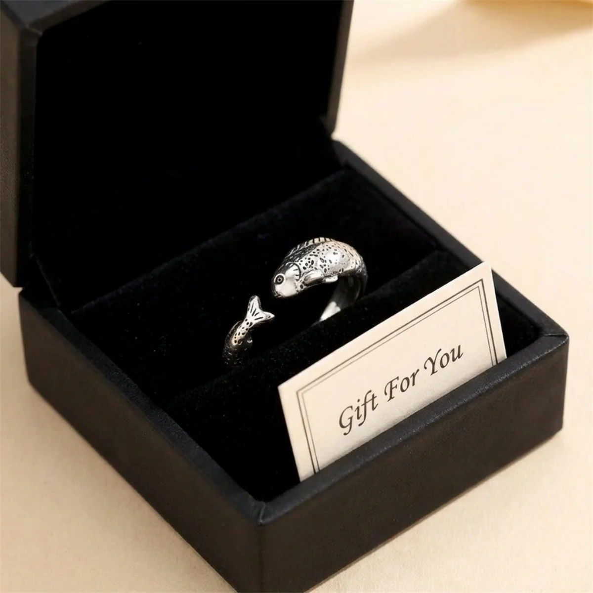 Vintage Metall-Fingerringe in Koi-Form für Damen und Herren, kreativer Boho-Glücksfisch-Öffnungsring, Sommerurlaub, Ozean, Strand, Schmuck – Detail 12