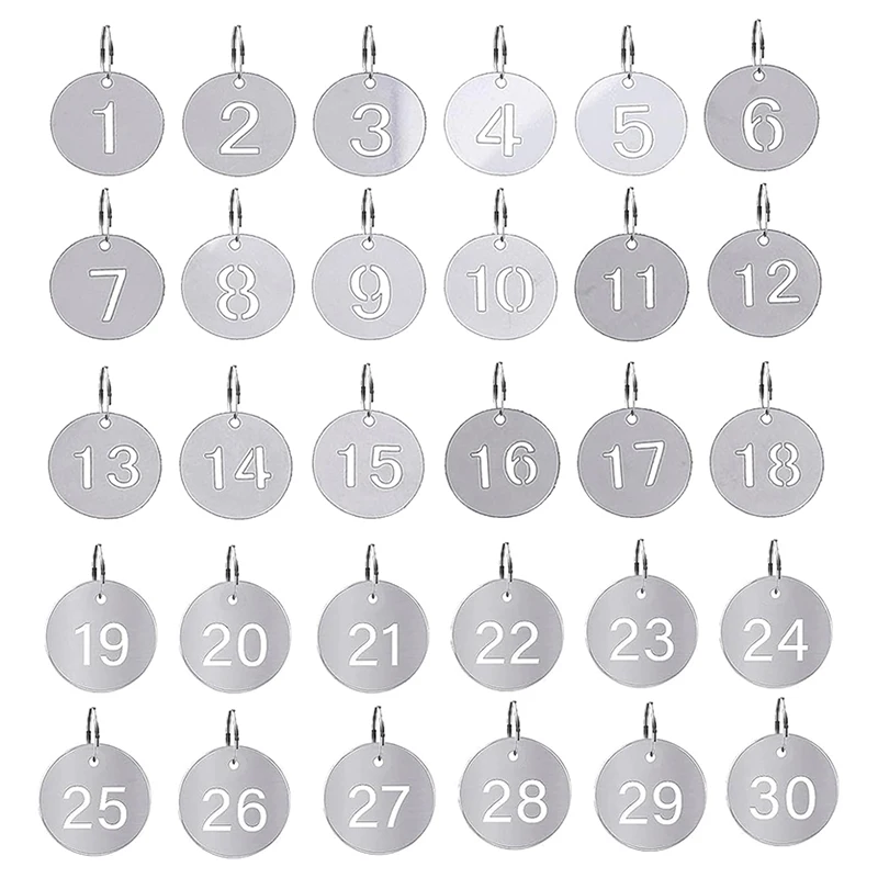 1-100 Stainless Steel Round Number Labels Hollow Out Number Plates Key Label Tags Chain Labels for Suitcase Identifiers Hanging 2