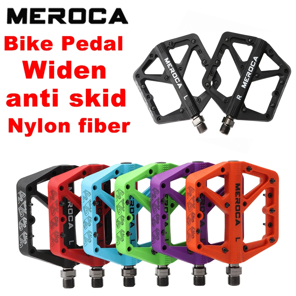 

Bike Pedals Mtb Nylon Fiber 9/16 Inch Widening Non-slip New 2023 Pedals with Spikes for Mountain Bikes Bicycle Accessories