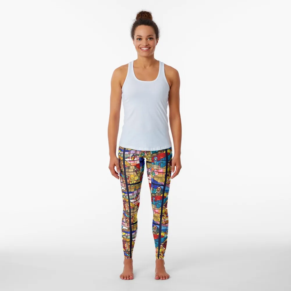 Stained Glass Nativity Leggings Women's push up for physical Womens Leggings