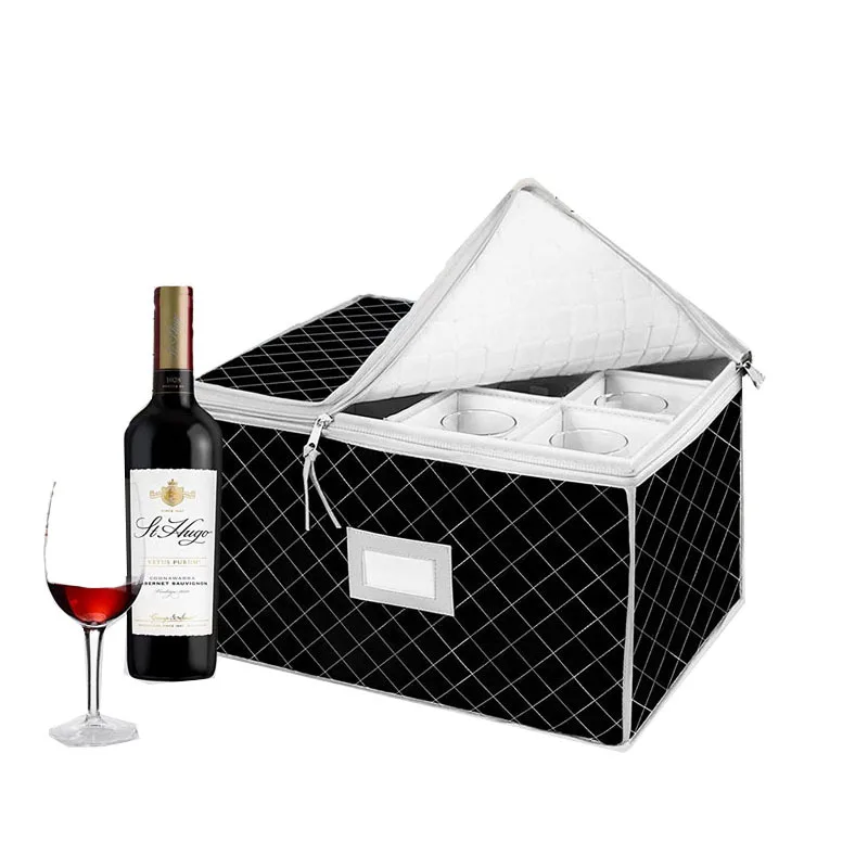 Stemware Storage Cases, Wine Glass Holder, Champagne Wine Glass Storage Box with Dividers, Glassware Storage Containers 6