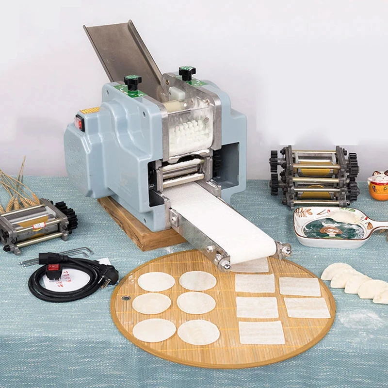 Dumpling Wrapper Maker Machine Electric Automatic Wonton Wrappers Machine Roll Dough Press Commercial Round/Square Dumpling Skin