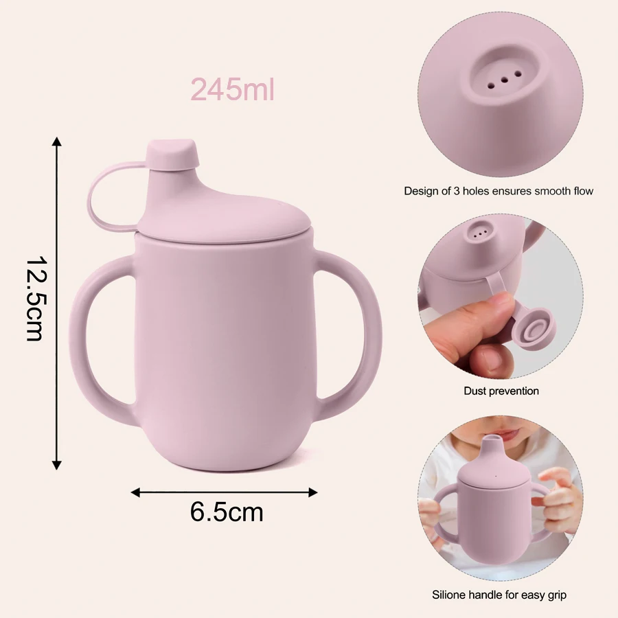 New Mother Kids Baby Silicone Cups With Lid Portable Learning Drinking ​Cup Children's Water Bottle Baby Items Free Shipping 5
