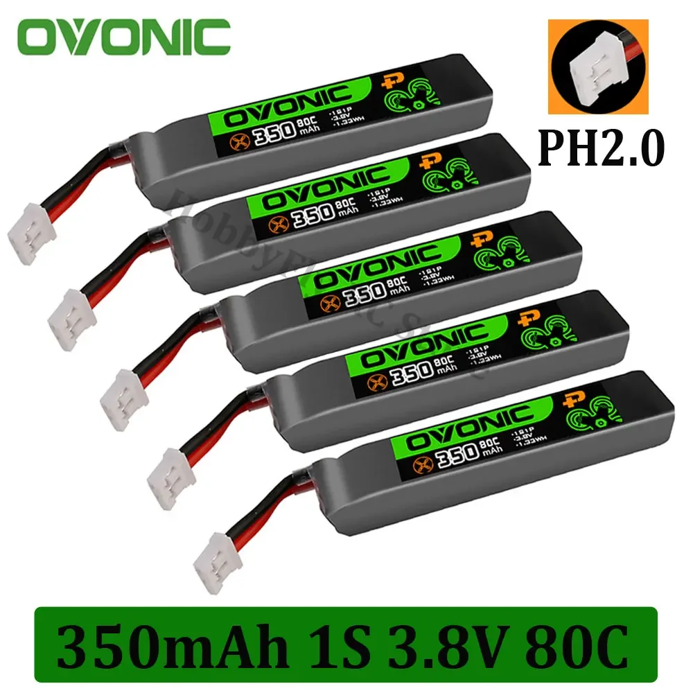 OVONIC 11.1V 450mAh 3S Lipo Battery 2-Pack With EC2 Plug For RC Vehicles