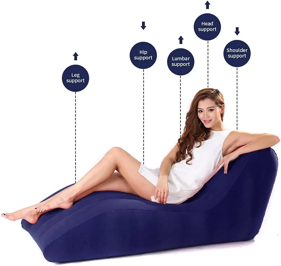 Portable Inflatable Sofa Lounge Chair Yoga Chaise Lounge For Outdoor Movies Indoor Living Room Bedroom Send manual inflation tool