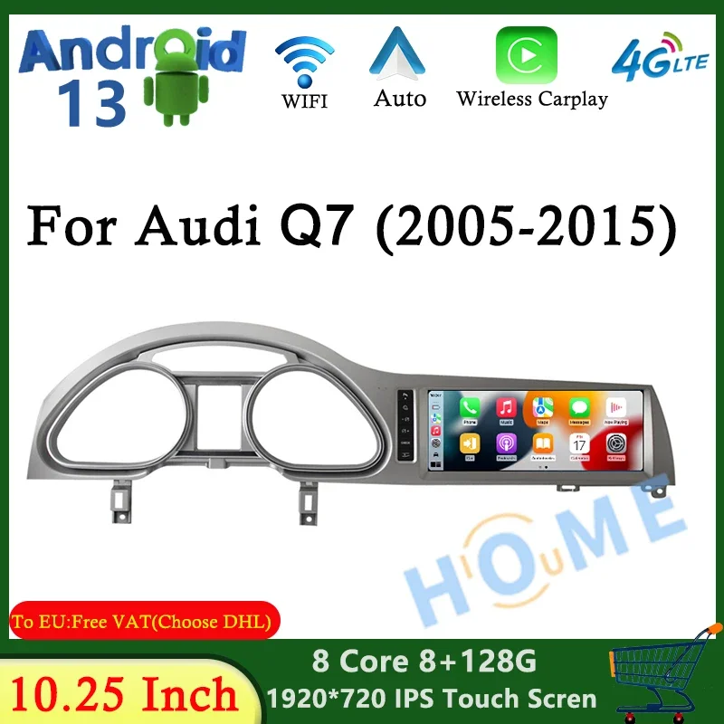 

Android 13 10.25" 8+128GB CarPlay For Audi Q7 4L 2005-2015 MMI GPS Navigation Car Multimedia Player Auto Radio Stereo DSP WIFI