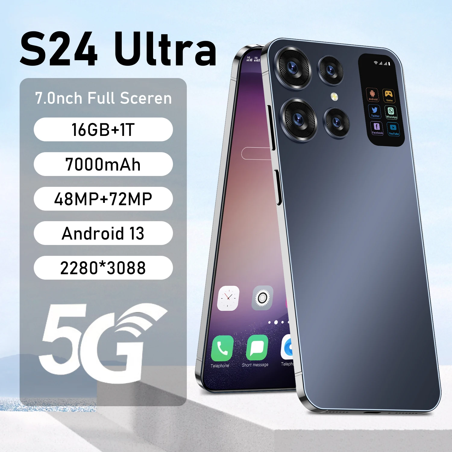 S24 uitra globální varianta smartphone snapdragon8 gen2 16G+1T 7000mah 48+72MP 4G/5G sit' mobil Android mobilephone dvojí SIM