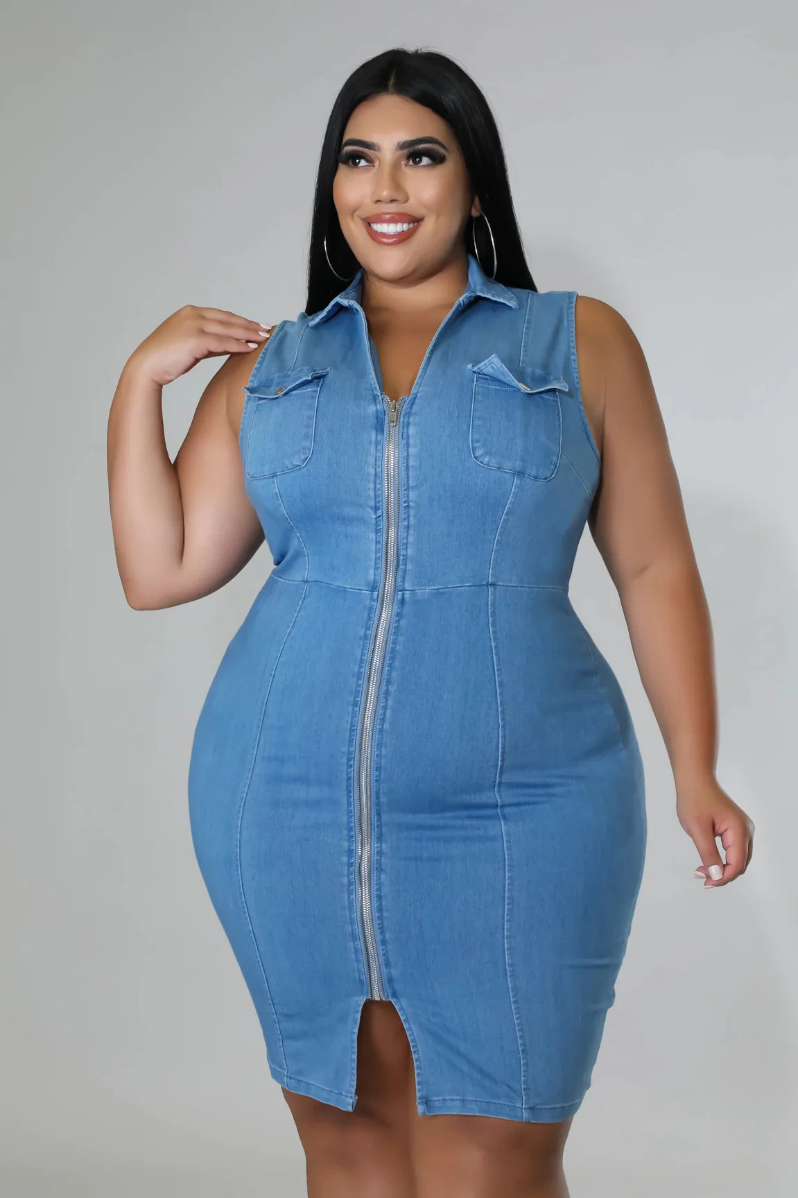 Share more than 235 sleeveless plus size denim dress best