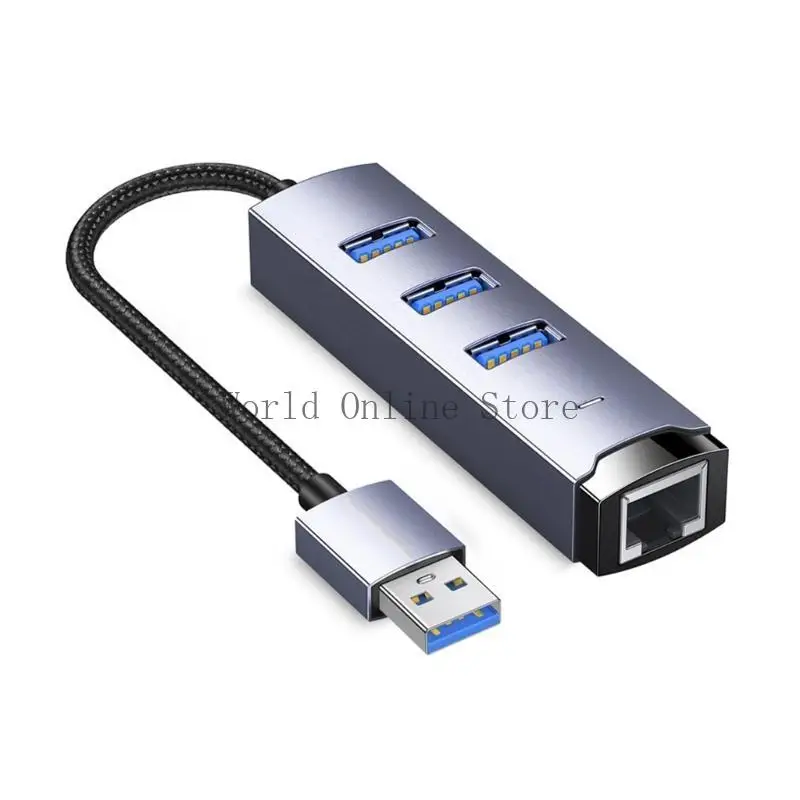 USB/유형 C 기가비트 RJ45 이더넷 어댑터 USB3.0 허브, 고속 데이터 전송을 위한 알루미늄 멀티포트 분배기 5Gbps 87HC