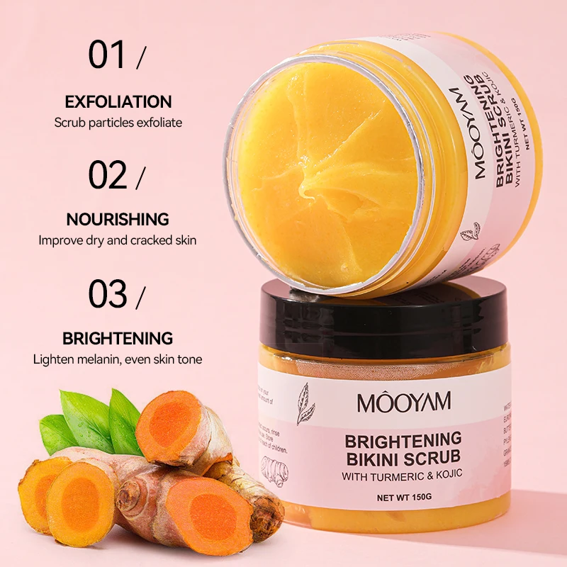 Turmeric Kojic Brightening Bikini Scrub Natural Plant Deep Cleansing Moisturizing Body Scrub Skincare Products