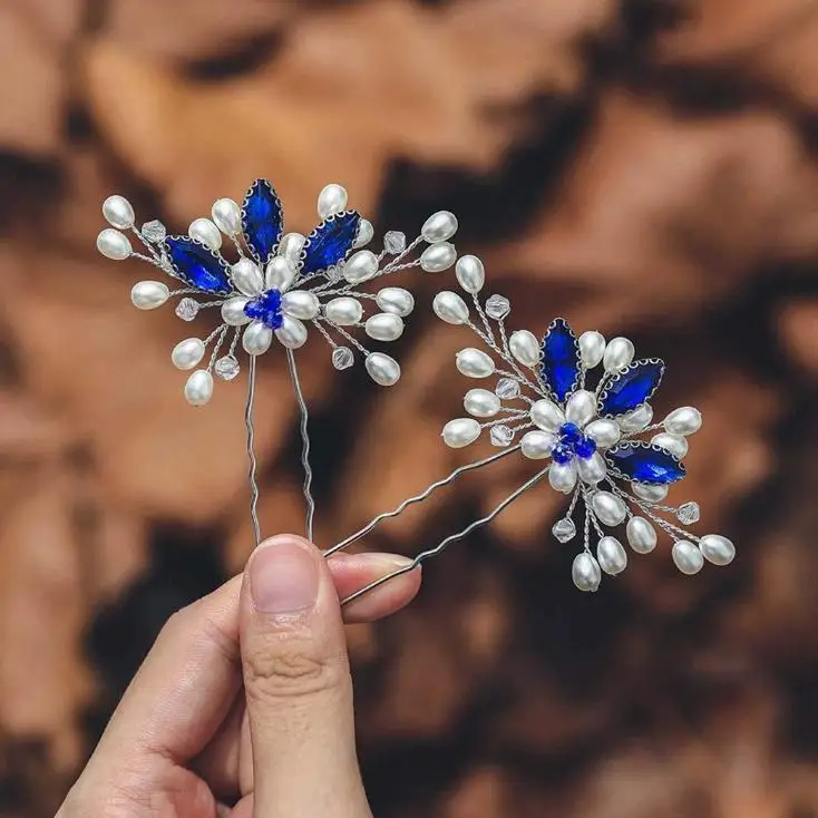 Hair Accessories Bridal Hair Accessories Blue Tiaras Wedding Headband Crystal Rhinestone Women Hairpiece