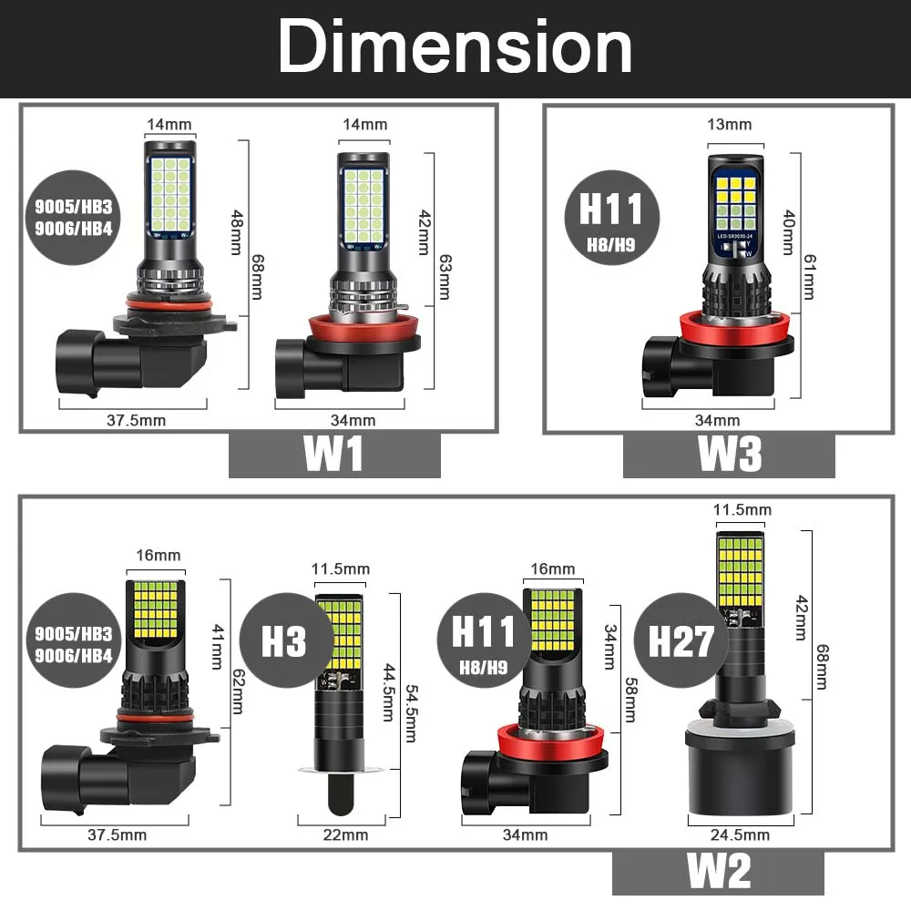BraveWAY H11 Led Fog Lights H3 H27 9005 HB3 HB4 9006 LED Car Bulb