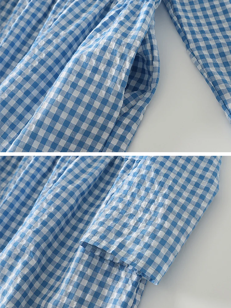 2025 Spring Autumn New Cotton Vintage Plaid Dresses For Women Long Sleeve Korean Loose Casual Dress Vestidos Elegant Clothing