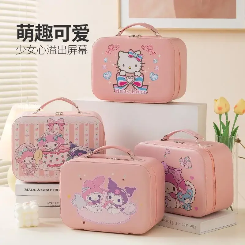 

New Large Capacity Makeup Case Sanrio Cosmetics Storage Box Portable and Kawaii Cartoon Makeup Bag for Christmas Birthday Gift