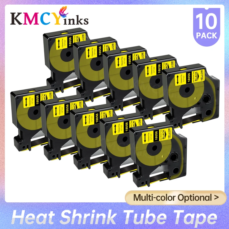 Kmcyink 10X18056 Etichetta Per Dymo Nastro Termorestringente Per Etichette Nastro Nero Su Giallo Nastro Industriale Per Dymo Rhino 5200 4200 6000