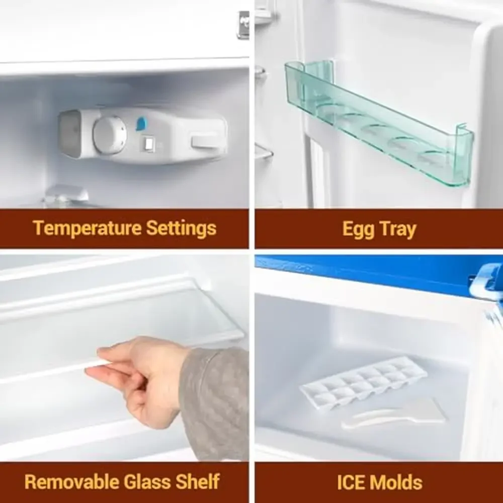 Compact 3.2 cu. ft Double Door Mini Fridge Freezer Adjustable Temperature Control Ice Trays Energy Efficient Quiet Operation 3 Compact 3.2 cu. ft Double Door Mini Fridge Freezer Adjustable Temperature Control Ice Trays Energy Efficient Quiet Operation 3