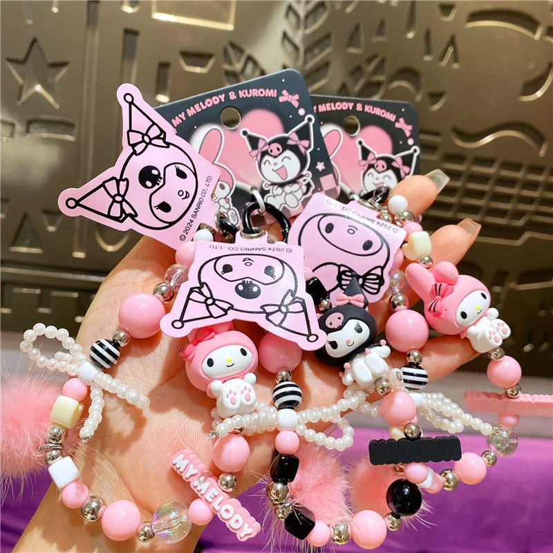 Sanrio Kuromi Phone Chain Anime My Melody Beaded Backpack Pendant