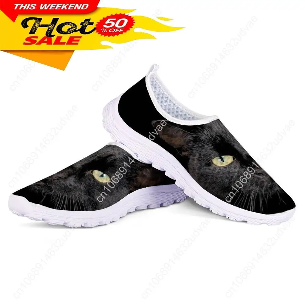 Doginthehole Kittens Cute Baby Cats Printed Spring Summer Mesh Sneakers Women Casual Flats Super Light Walking Female Flat Shoes