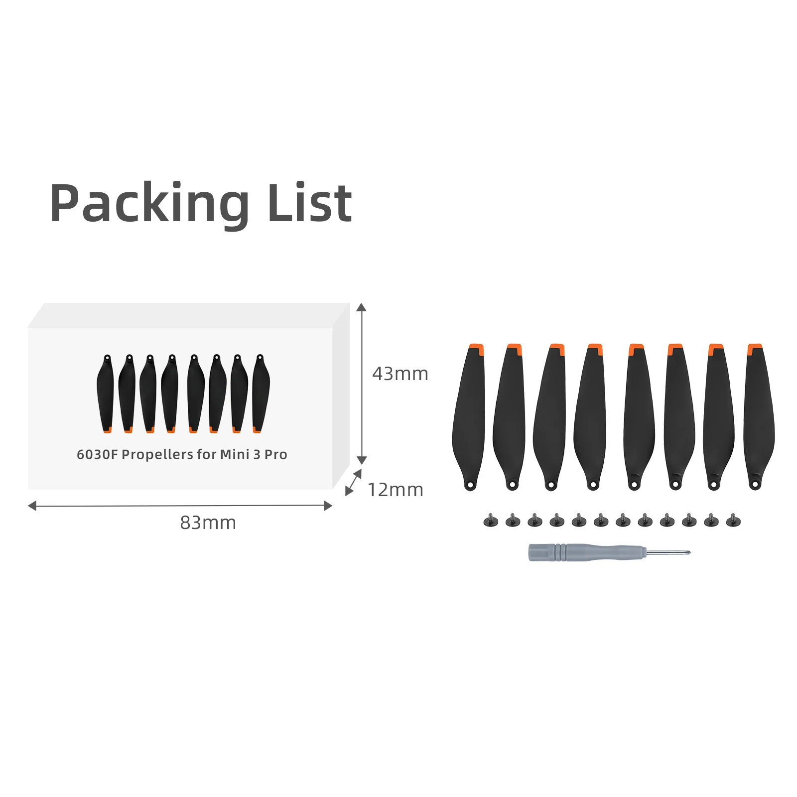 Hélices de Drone CW CCW 5 Paires Orange Tip pour DJI Mini 3 Pro