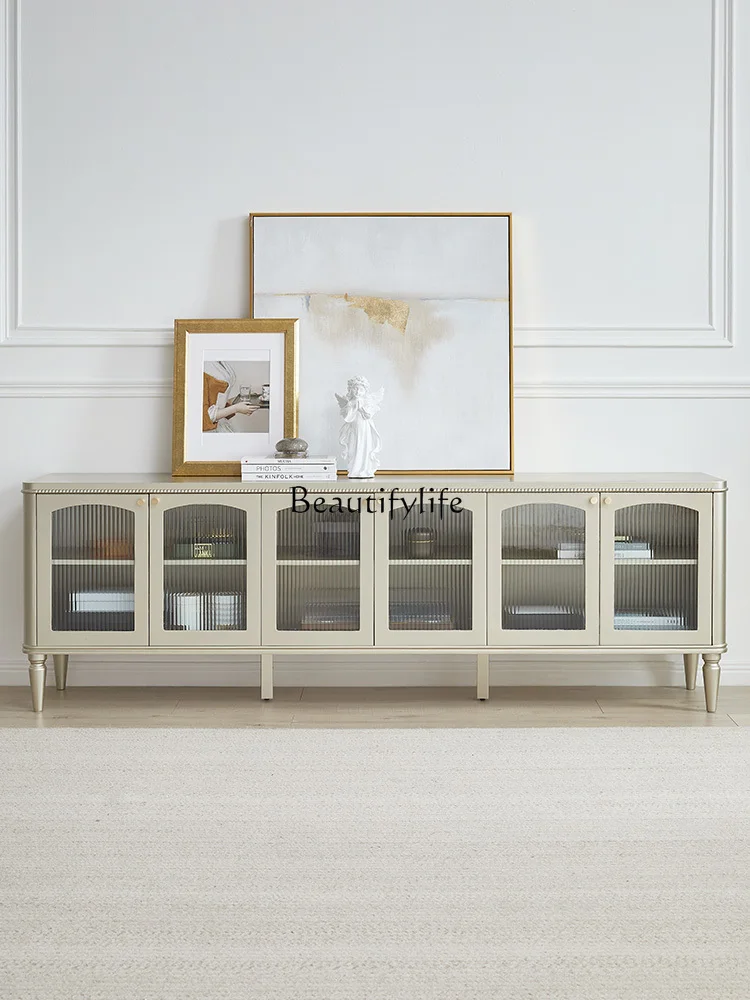 

American Light Luxury Solid Wood TV Cabinet Coffee Table Combination Modern Small Apartment