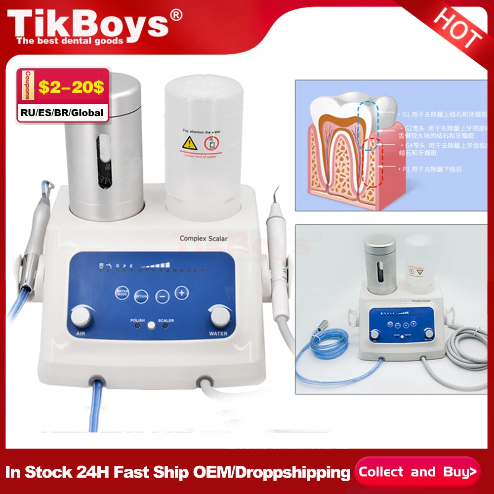 

Dental Ultrasonic Handpiece Woodpecker EMS Piezo Scaler Cavitron and Air Polishing Sandblasting 2 In One Machine Tips