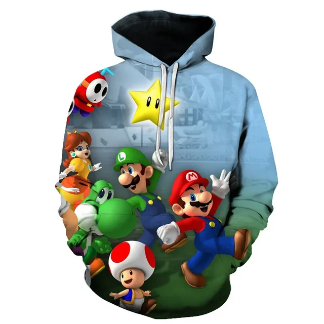 Cappuccio Maglione Natale Super Mario Felpa Con Cappuccio Stampata