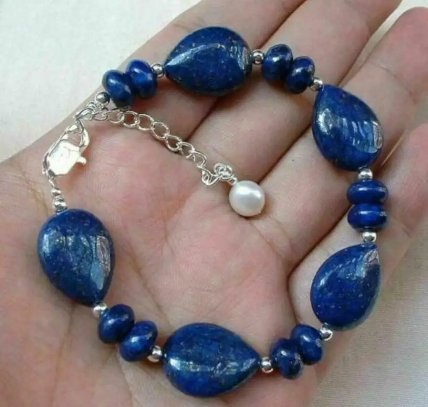 

Natural 13x18mm Blue Lapis Lazuli / 5x8mm Abacus Beads Gemstone Bracelet 7.5"